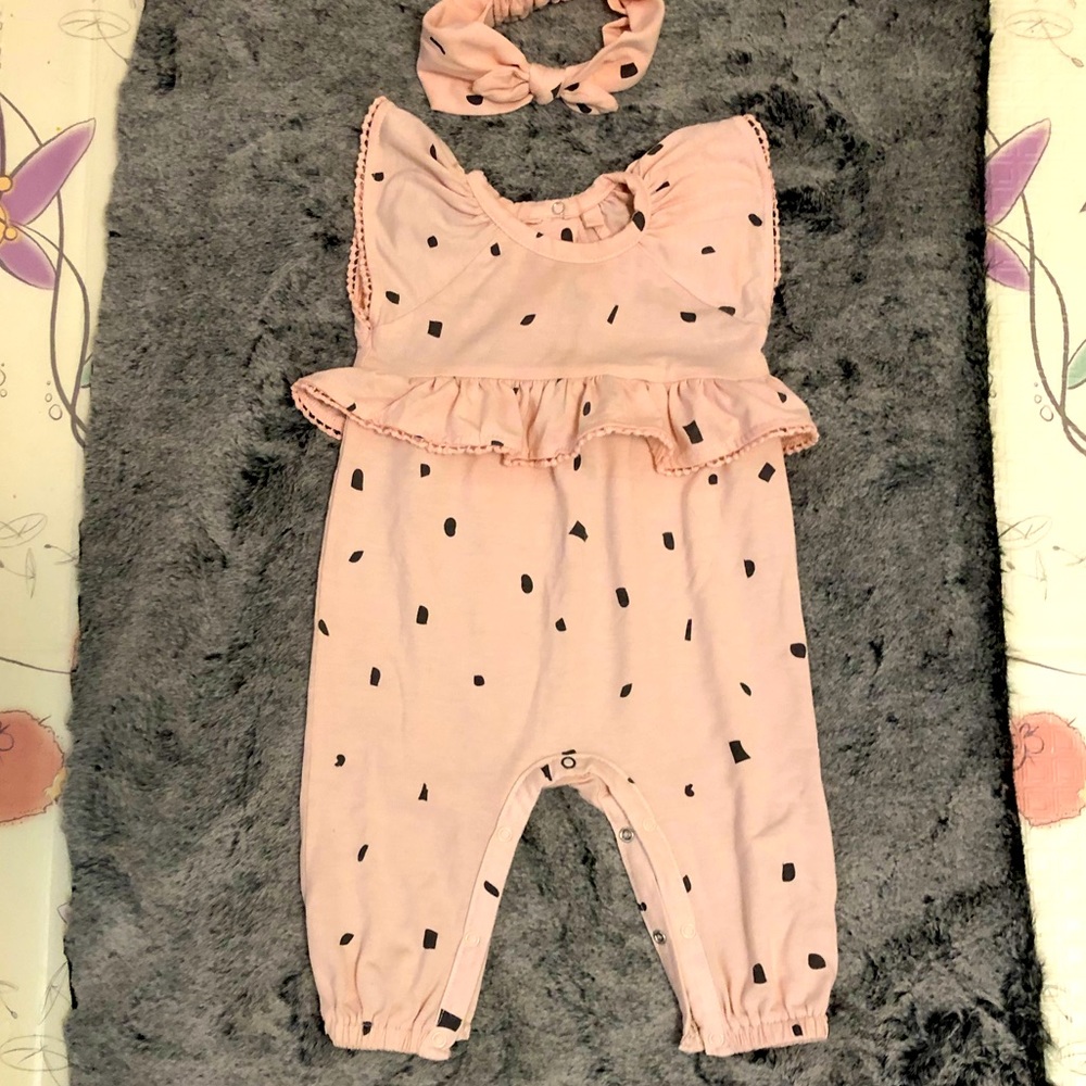 Jessica Simpson 2 piece - pink romper + headband